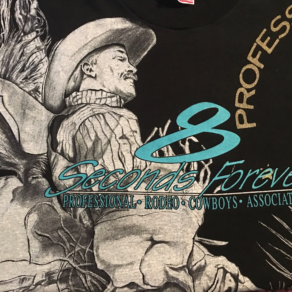 Vintage 1994 8 Seconds Forever Rodeo America USA Size XL Black